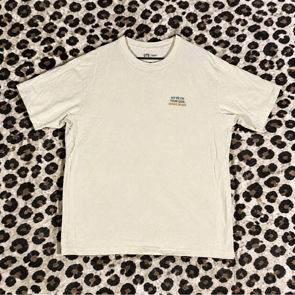 Graphic Crewneck T-Shirt in Light Beige - Men's Casual Tee